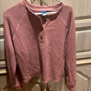 Old Navy Textured Henley in Dusty Rose